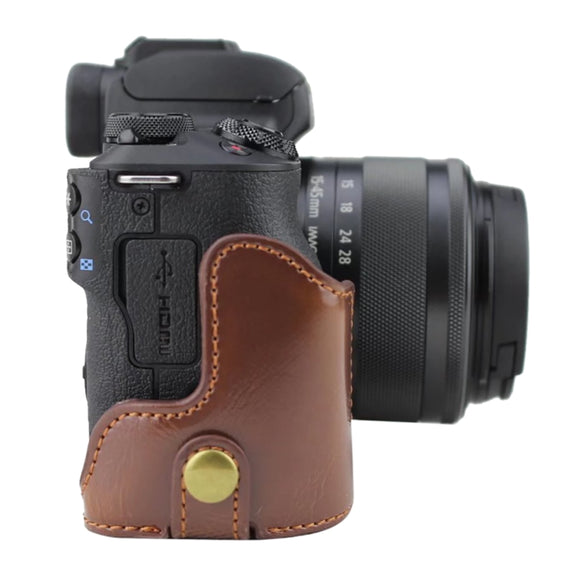 1/4 inch Thread PU Leather Camera Half Case Base for Canon EOS M50 / M50 Mark II (Black)