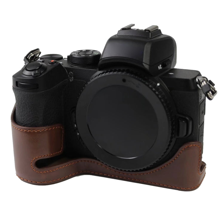 1/4 inch Thread PU Leather Camera Half Case Base for Nikon Z50(Black)