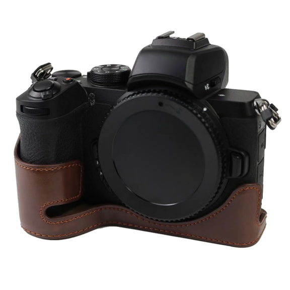 1/4 inch Thread PU Leather Camera Half Case Base for Nikon Z50(Black)