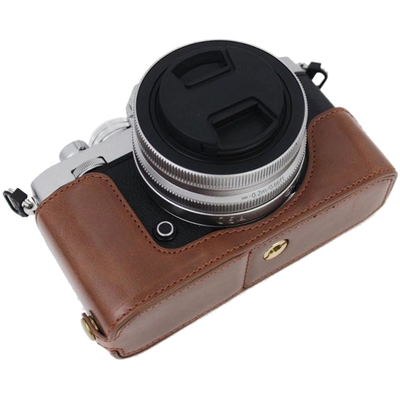 1/4 inch Thread PU Leather Camera Half Case Base for Nikon Z fc (Coffee)