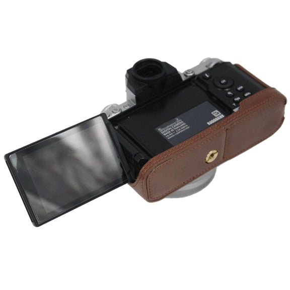 1/4 inch Thread PU Leather Camera Half Case Base for Nikon Z fc (Coffee)