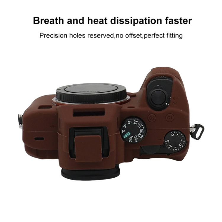 For Sony A7 III / ILCE-7M3 / A7R III Soft Silicone Protective Case(Coffee)