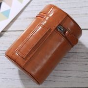 Medium Lens Case Zippered PU Leather Pouch Box for DSLR Camera Lens, Size: 13x9x9cm(Brown)