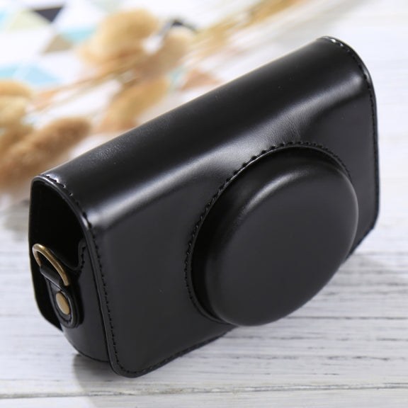 Full Body Camera PU Leather Case Bag with Strap for Canon PowerShot SX730 HS / SX720 HS (Black)