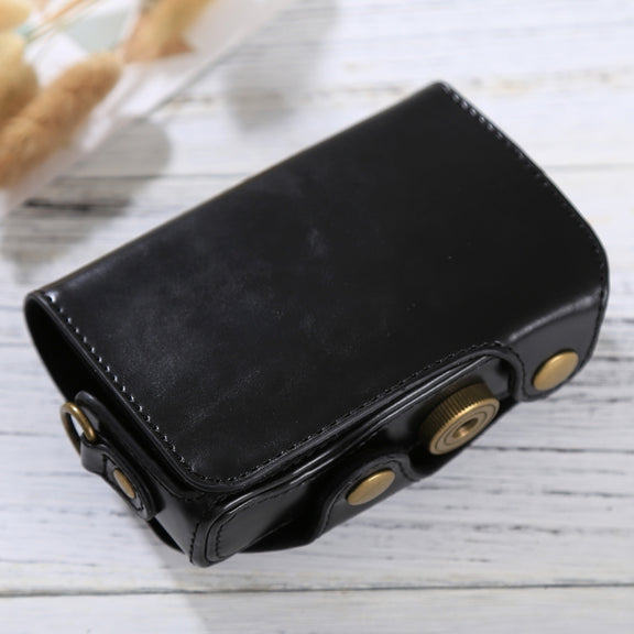 Full Body Camera PU Leather Case Bag with Strap for Canon PowerShot SX730 HS / SX720 HS (Black)