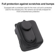 For Insta360 GO 3 Camera Body Charging Case Silicone Case with Lens Cap & Strap (Black)