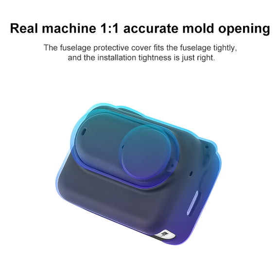 For Insta360 GO 3 Camera Body Charging Case Silicone Case with Lens Cap & Strap (Black)