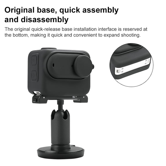 For Insta360 GO 3 Camera Body Charging Case Silicone Case with Lens Cap & Strap (Black)