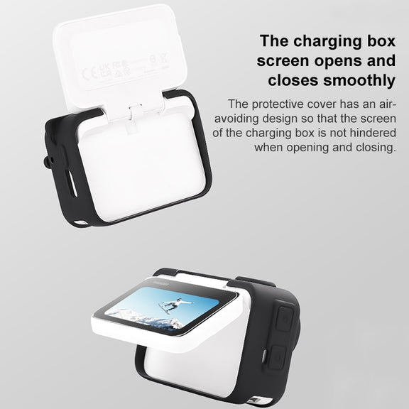 For Insta360 GO 3 Camera Body Charging Case Silicone Case with Lens Cap & Strap (Black)