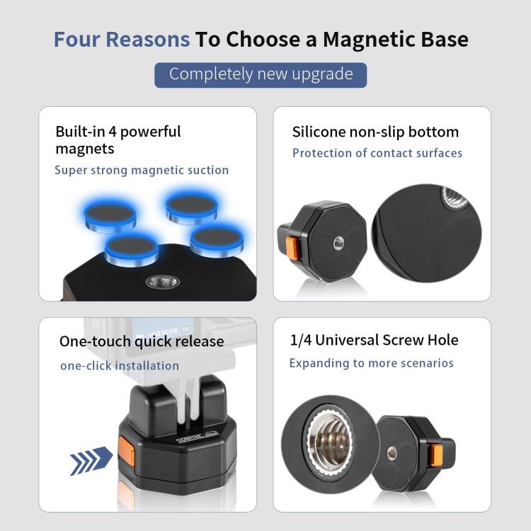 STARTRC VCR Snap-Mag Magnetic Quick Release Base Mount For GoPro (Black)
