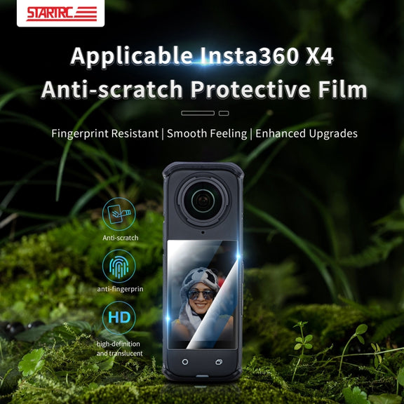 For Insta360 X5 / X4 STARTRC 2pcs HD Tempered Glass Film (Black)