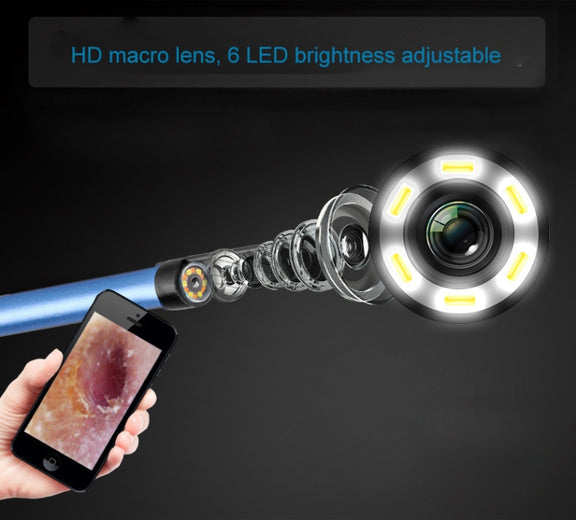 2 in 1 USB HD Visual Earwax Clean Tool Endoscope Borescope with LED Lights & Wifi, Cable length: 2m (Blue)