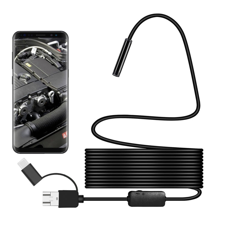 Y101 8mm Spiral Head 3 In 1 Water-resistant Digital Endoscope Inspection Camera, Length: 5m Flexible Cable(Black)