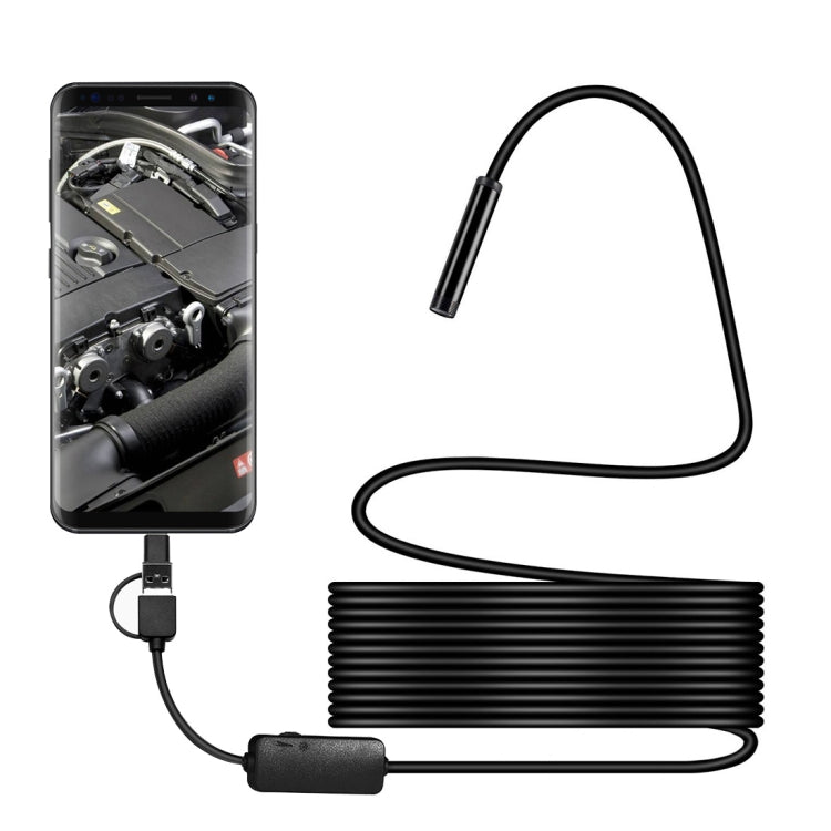 Y101 8mm Spiral Head 3 In 1 Water-resistant Digital Endoscope Inspection Camera, Length: 5m Flexible Cable(Black)