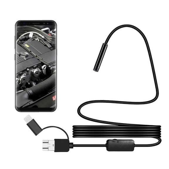 Y101 8mm Spiral Head 3 In 1 Water-resistant Digital Endoscope Inspection Camera, Length: 2m Hard Cable(Black)