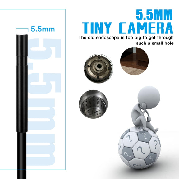 F220 5.5mm HD 5.0MP WIFI Endoscope Inspection Camera with 6 LEDs, Length: 2m