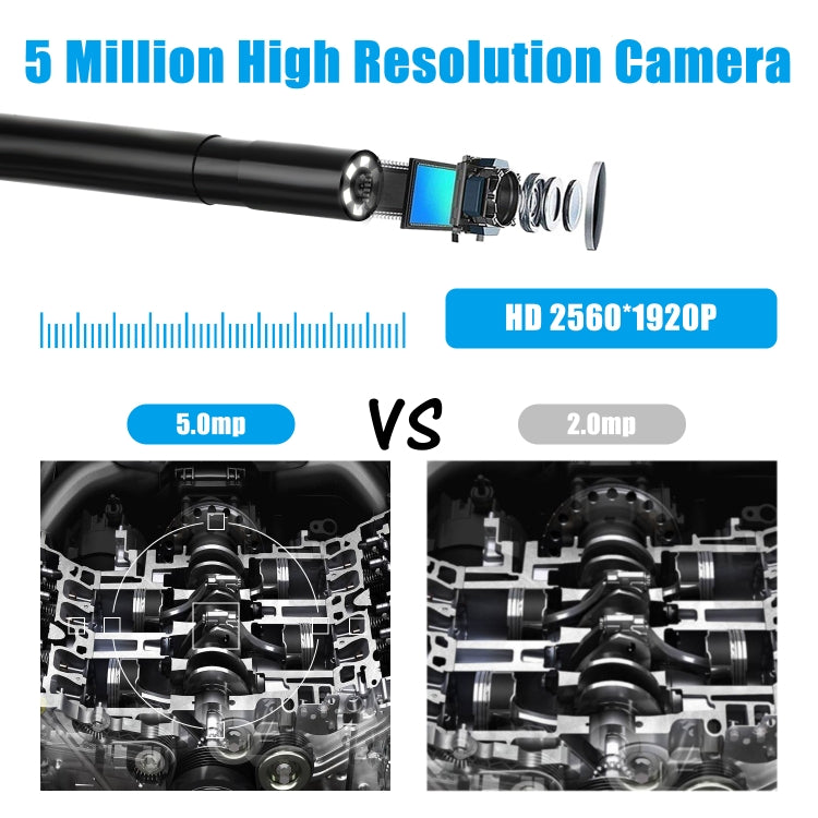 F220 5.5mm HD 5.0MP WIFI Endoscope Inspection Camera with 6 LEDs, Length: 2m