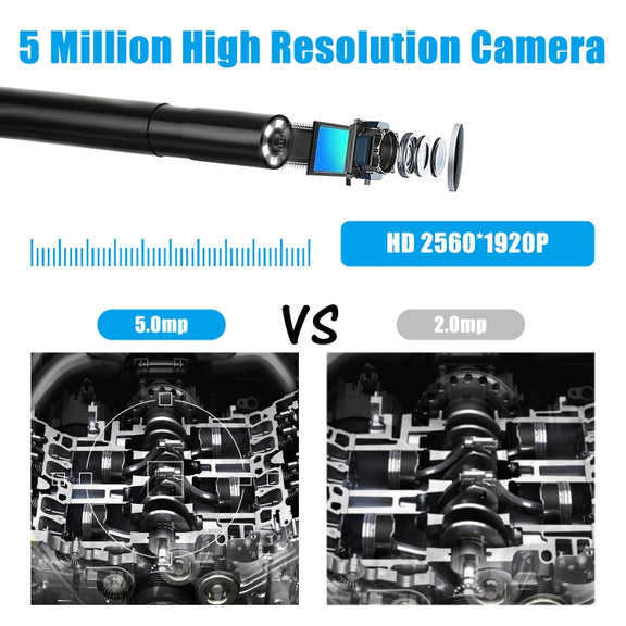 F220 5.5mm HD 5.0MP WIFI Endoscope Inspection Camera with 6 LEDs, Length: 2m