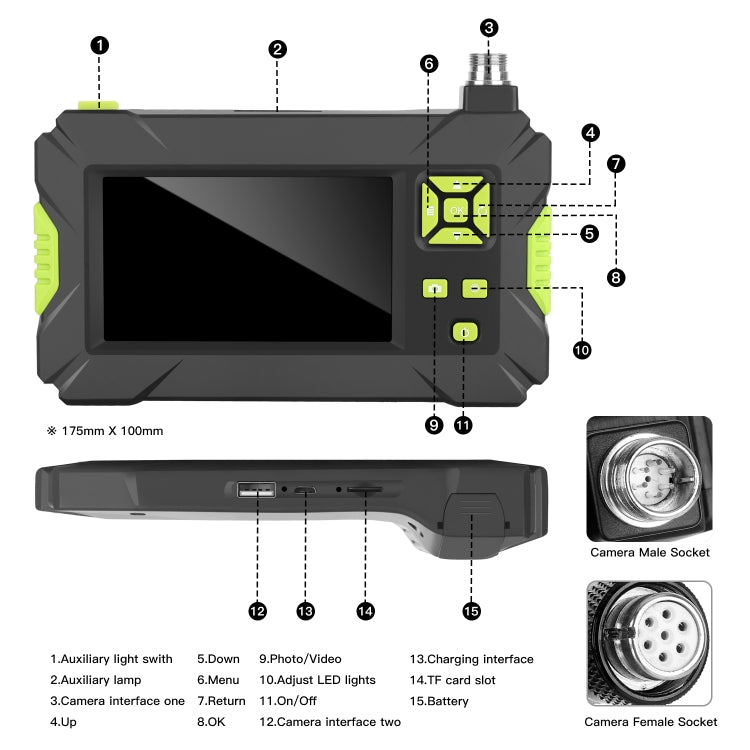 P30 8mm IP67 Water-resistant 4.3 inch HD Portable Endoscope Hard Cable Industrial Endoscope, Cable Length: 2m