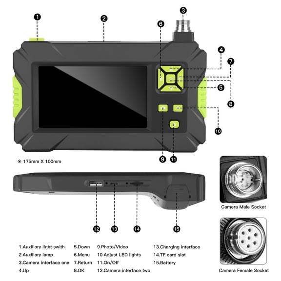 P30 8mm IP67 Water-resistant 4.3 inch HD Portable Endoscope Hard Cable Industrial Endoscope, Cable Length: 2m
