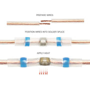 100 PCS AWG16-14 1.5-2.5mm Seal Heat Shrink Butt Wire Connectors Blue Terminals Solder Sleeve(Blue)