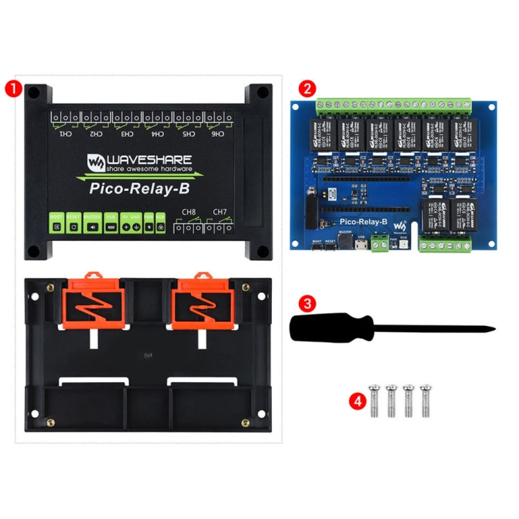 Waveshare Multi Protection 8-Channel Industrial Relay Module for Raspberry Pi Pico