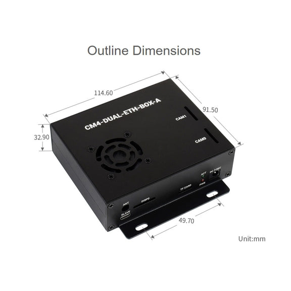 Waveshare Dual Gigabit Ethernet Mini-Computer with Metal Case & Cooling Fan for Raspberry Pi CM4(EU Plug)