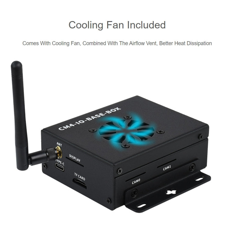 Waveshare Mini IO Board Lite Ver Mini-Computer Base Box with Metal Case & Cooling Fan for Raspberry Pi CM4(EU Plug)