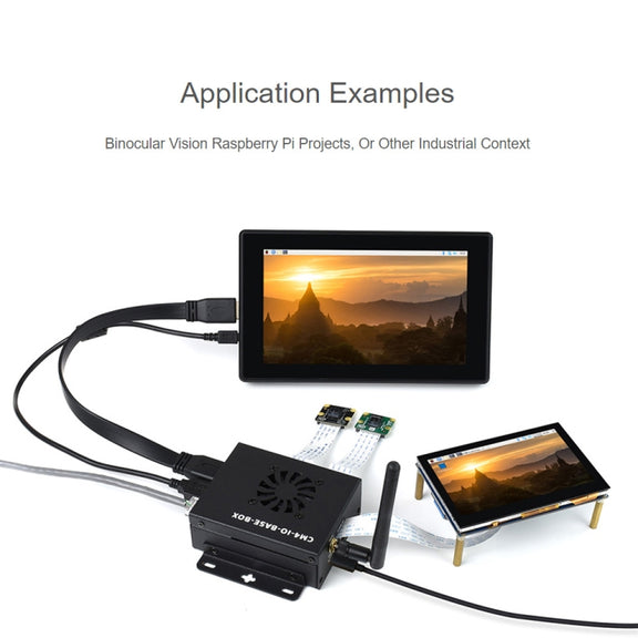 Waveshare Mini IO Board Lite Ver Mini-Computer Base Box with Metal Case & Cooling Fan for Raspberry Pi CM4(EU Plug)