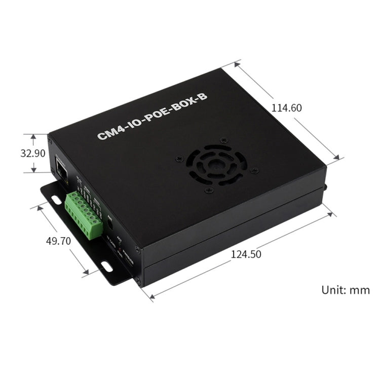 Waveshare PoE Mini-Computer Type B Base Box with Metal Case & Cooling Fan for Raspberry Pi CM4(EU Plug)
