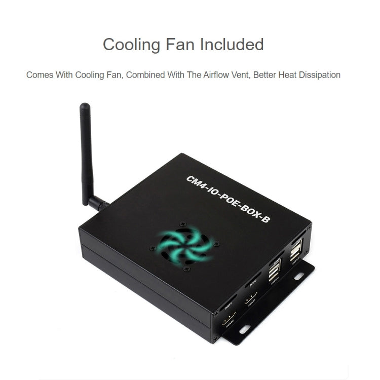 Waveshare PoE Mini-Computer Type B Base Box with Metal Case & Cooling Fan for Raspberry Pi CM4(EU Plug)