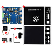 Waveshare PoE Mini-Computer Type B Base Box with Metal Case & Cooling Fan for Raspberry Pi CM4(EU Plug)