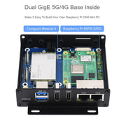 Waveshare Dual Gigabit Ethernet 5G/4G Computer Box with Cooling Fan for Raspberry Pi CM4(EU Plug)