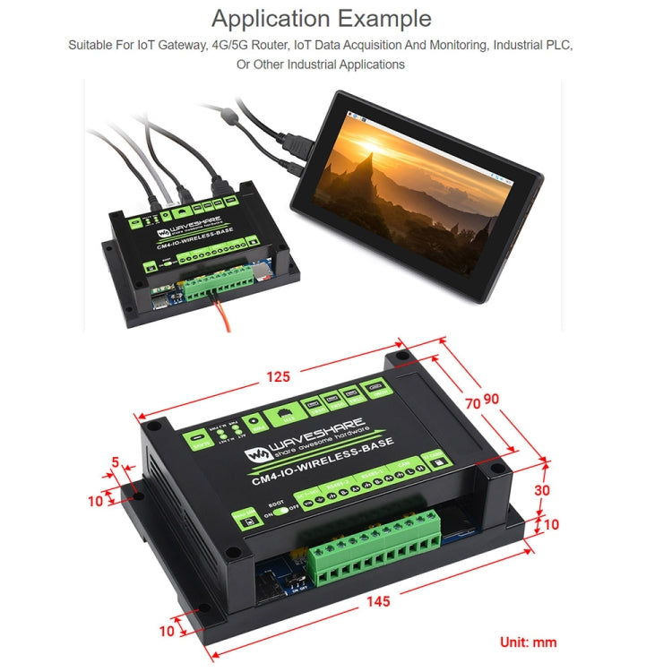Waveshare Industrial IoT Wireless Expansion Module for Raspberry Pi CM4(EU Plug)