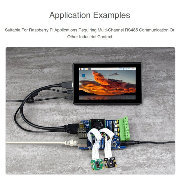 Waveshare Dual ETH Quad RS485 Base Board B for Raspberry Pi CM4, Gigabit Ethernet