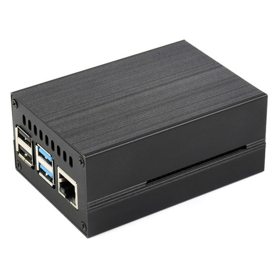 Waveshare Stripe Aluminum Cooling Case for Raspberry Pi 4, Built-In Active Radiator with Fins(Black)
