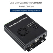 Waveshare Dual ETH Mini-Computer for Raspberry Pi CM4, Gigabit Ethernet, 4CH Isolated RS485(EU Plug)