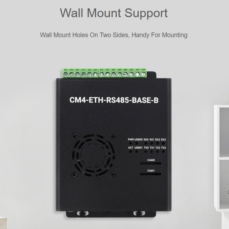 Waveshare Dual ETH Mini-Computer for Raspberry Pi CM4, Gigabit Ethernet, 4CH Isolated RS485(EU Plug)