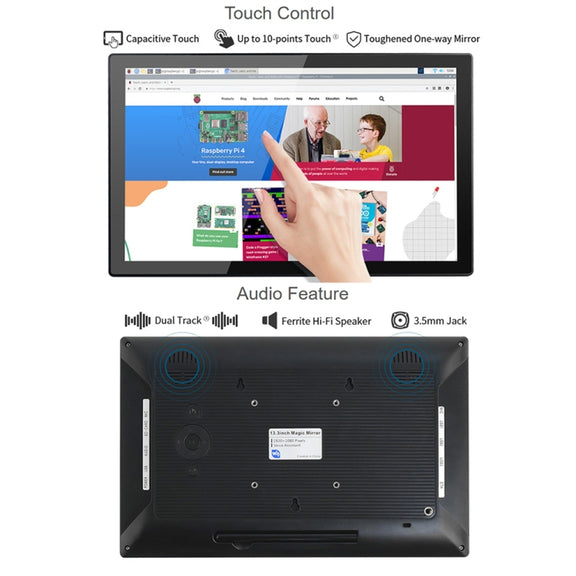 Waveshare 13.3 inch Magic Mirror, Voice Assistant, Touch Control(EU Plug)