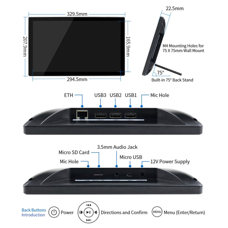 Waveshare 13.3 inch Magic Mirror, Voice Assistant, Touch Control(UK Plug)