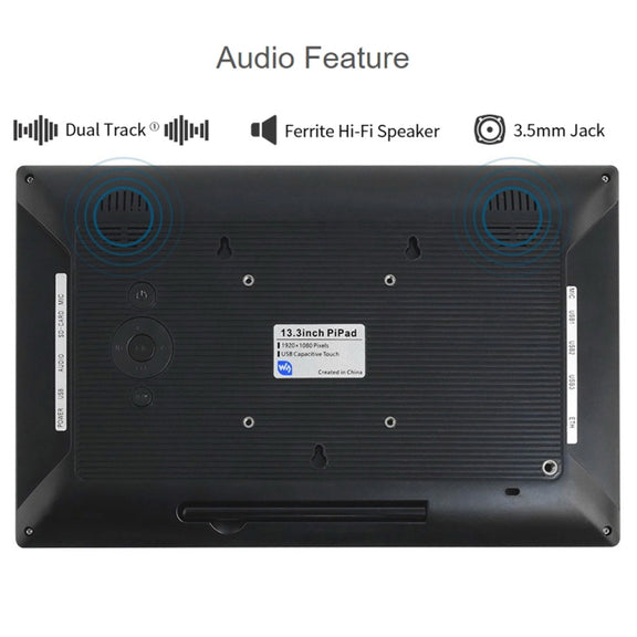 Waveshare 13.3 inch Mini-Computer Powered by Raspberry Pi 3A+, HD Touch Screen(EU Plug)