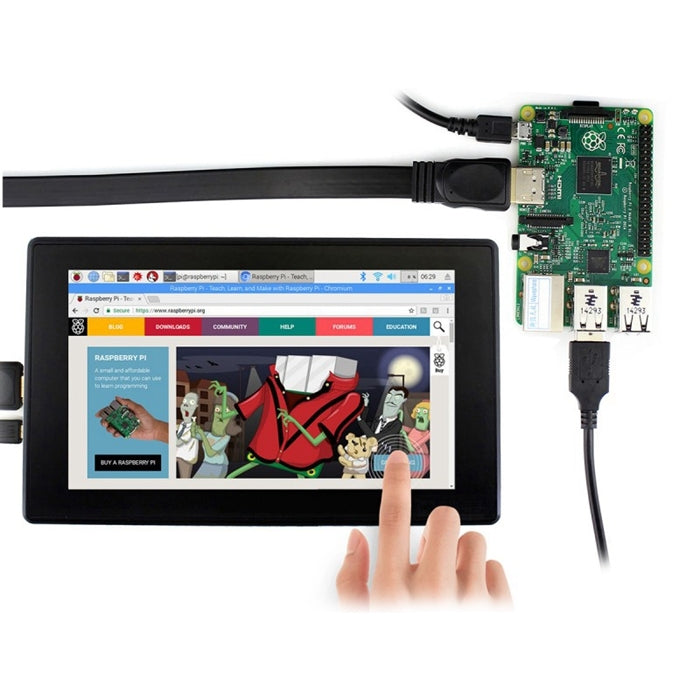 WAVESHARE 7inch HDMI LCD (H) IPS 1024x600 Capacitive Touch Screen with Toughened Glass Cover, Supports Multi mini-PCs Multi Systems