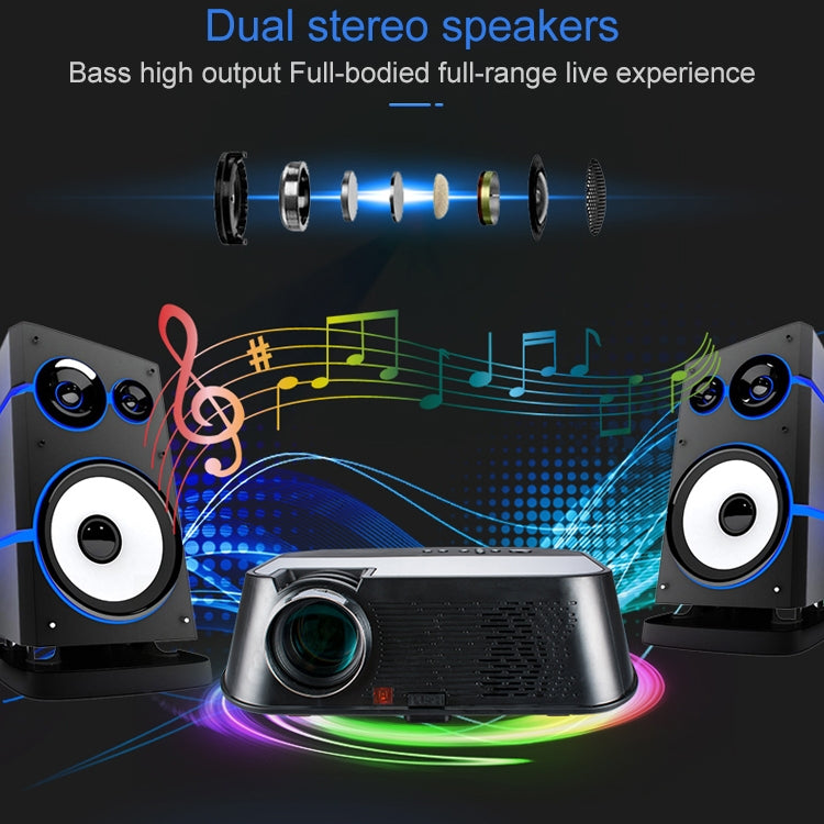 VS626 Android 3500ANSI Lumens 1080*720 Resolution LED+LCD Technology Smart Projector, Support AV / HDMI / SD Card / USB / VGA (Black Silver)