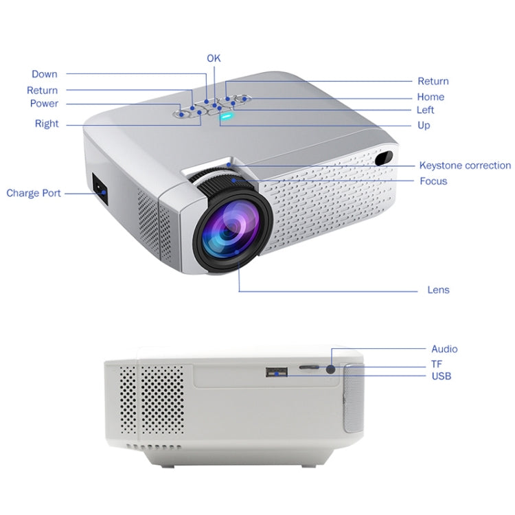D40S 1600 Lumens Portable Home Theater LED HD Digital Projector (Silver)