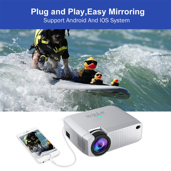 D40S 1600 Lumens Portable Home Theater LED HD Digital Projector (Silver)