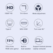 M8 14inch 1080P Ultra-thin HD Portable Narrow-edge Display