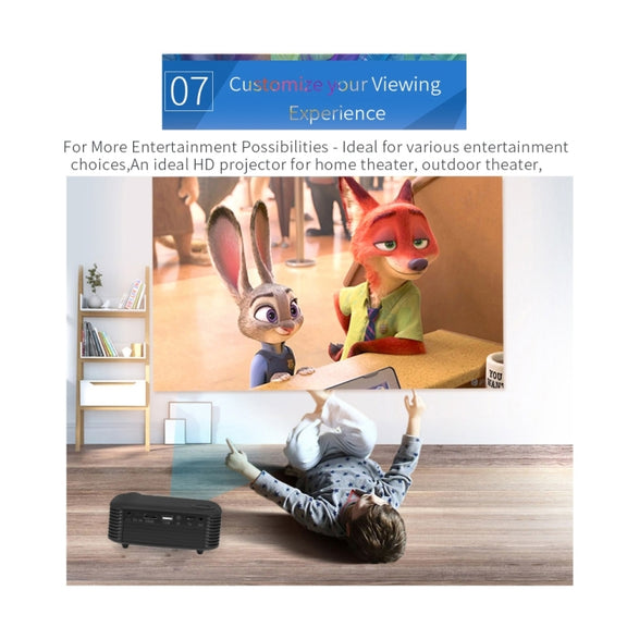 A2000 Portable Projector 800 Lumen LCD Home Theater Video Projector, Support 1080P, EU Plug (Yellow)