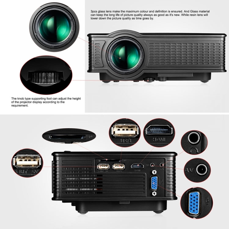 LY-40 1800 Lumens 1280 x 800 Home Theater LED Projector with Remote Control, EU Plug (White)