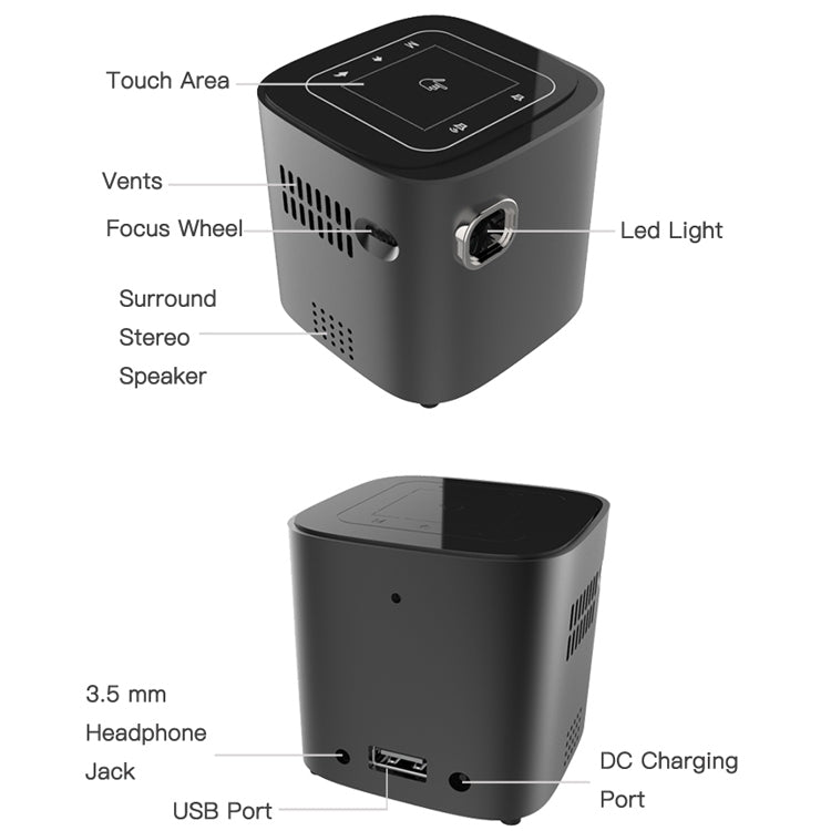 Wejoy S12 50 ANSI Lumen 1920x1080P  Android 7.1 HD Bluetooth 4.1 WiFi Smart 3D Projector, 1G+16G(Black)