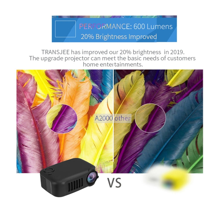 A2000 1080P Mini Portable Smart Projector Children Projector, UK Plug(Black)